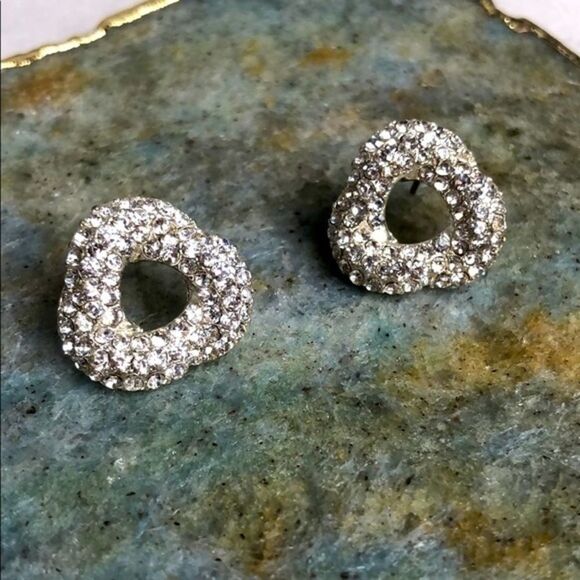 Pave Knotted Stud Earrings, Vintage - Picture 2 of 4